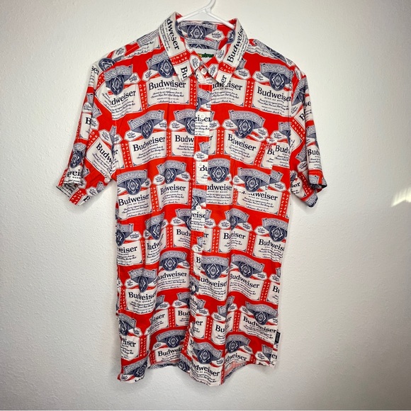 tipsy elves MEN'S AMERICOLD ONE BUDWEISER BUTTON DOWN SHIRT - Picture 3 of 4